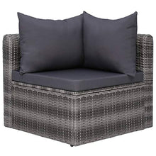 OUSEE Set Divani da Giardino 3 pz con Cuscini Grigio in Polyrattan
