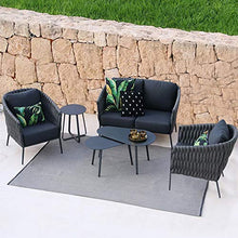 Aimir Set di Mobili da Giardino per Esterni, 6 Pezzi per Il Tempo Libero Sedia Intrecciata con Corda per Balcone Divano da Conversazione Tavolino da caffè Combinazione Patio Giardino Resto Mobili