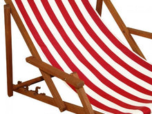 Sedia a Sdraio a Righe Bianco-Rossa con braccioli in Faggio per Spiaggia-Piscina 10-314