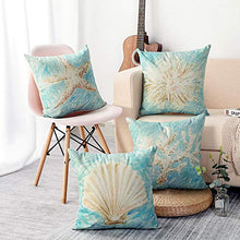 Artscope Federe Cuscini Divano Poliestere Biancheria Gettare Set di 4 Decorativo Caso Federa per Cuscino Divano Letto Auto, 45 x 45 cm (Conchiglia/Riccio di Mare/Corallo/Stella Marina)