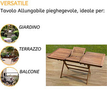 PiuShopping Tavolo Allungabile da Esterno Giardino, in Legno, Pieghevole da Pranzo – (120/160x70x73h)