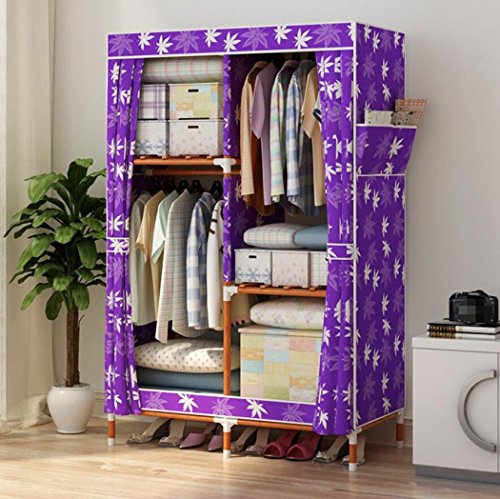 LyMei Armadio Portatile di stoccaggio Armadio in Legno massello, Armadio dormitorio Domestico Impermeabile Panno Oxford Armadio Pieghevole Armadio Guardaroba Armadio Panno,C_100*46 * 160cm