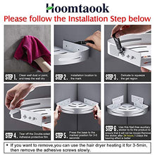 Hoomtaook Mensola Doccia Senza Foratura Portasapone Doccia da Angolare, Mensola Bagno Accessori Organizzatore Alluminio Mensola Per Doccia Montato A Muro 2 Pezzi Argento
