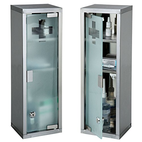 takestop® Armadio A Parete ARMADIETTO MOBILETTO Medicine Pronto Soccorso CHIUDIBILE A Chiave Anta in Vetro 45x15x12CM
