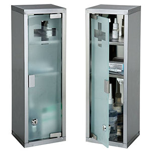 takestop® Armadio A Parete ARMADIETTO MOBILETTO Medicine Pronto Soccorso CHIUDIBILE A Chiave Anta in Vetro 45x15x12CM