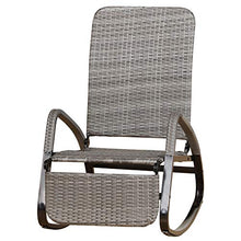 Outsunny Sedia a Dondolo da Giardino in Rattan Grigia, Poltrona Reclinabile e Pieghevole con Poggiapiedi Estraibile 90x64x108cm
