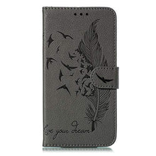 Robinsoni Custodia Compatibile con Xiaomi 9 SE Case Portafoglio Cover Libro Case Piuma Stampato Pelle PU Antiurto Case Wallet Taccuino Cover Libretto Cartone Animato Case Folio Flip Cover Grigio