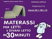 RESINGOMM Materasso Singolo per Poltrona Prontoletto 80x190x10 in Alta Densità 30kg al m3 Tessuto Resistente 9 Fettucce per Ancoraggio Rigido Altamente Indeformabile. Produzione 100% Italiana