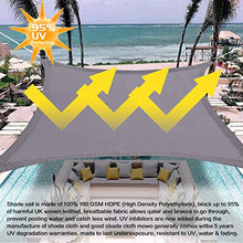 Eterbiz - Tenda parasole quadrata per giardino, spiaggia, patio, 2 x 2 m, resistente all'acqua, 95% blocco UV con corda inclusa, per giardino, spiaggia, patio (grigio)