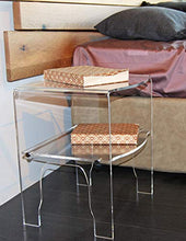 Slato Comodino da Notte dal Design Moderno a Due Ripiani in plexiglass Trasparente Emerald