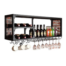 Scaffale Da Parete Retr貌 In Metallo Con Griglia In Ferro, Scaffale Da Soffitto, Portabottiglie, Portabottiglie Da Vino Appese E Porta Bicchieri, Applicazione Della Decorazione Della Parete, 60-100 Cm