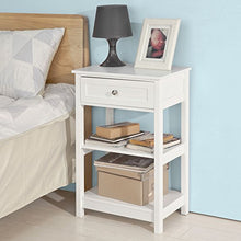 SoBuy® FBT46-W - Comodino da divano, con 1 cassetto e 2 ripiani, colore: Bianco