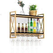 JHGJBJ Oro Metallo a Parete Vino Rack, Ferro battuto Stile Industrial Doppia Parete a Parete Supporto di Vetro di Vino, con Vino Attraverso Vetro (Size : 60cm)