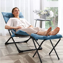 LINGZE Poltrone da Giardino, Sdraio da Giardino, Sdraio da Esterno, Pieghevoli Multiposizione, sedie Relax con Cuscini in Spugna, Nero
