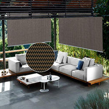 XISENOCI Rollrollo, Sonnenschutz Patio Einziehbarer manueller Markisenpavillon Außenüberdachung Garten Sonnenschutz mit Beschlägen Winddichter Sichtschutzzaun (Farbe: Braun, Größe: 0,6 x 1,5 cm)