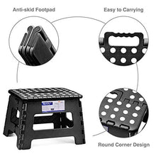 KOLOSM Sgabello Pieghevole da Bagno Sgabello Pieghevole Sgabello Leggero Materiale di qualità Leggero Sgabelli Pieghevoli Antiscivolo per Cucina Bagno Camera da Letto Bambini o Adulti (Color : Black)