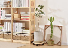 ZYLE Carrello portavasi in bambù Mobile con Vaso for Fiori con 4 Ruote Base Rotante (30x30 cm) (Color : Round)