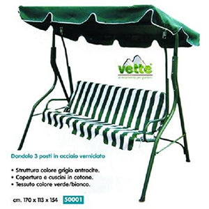 'Vette Dondolo Ferro Verde/Bianco 170X113X154 C/Cuscini
