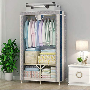 ZYCW Armadio in Tessuto, Guardaroba Portatile con Barre di Sospensione, Appendiabiti, Pieghevole, Camera da Letto, Studio, Stabile (75cm Stripes 1)