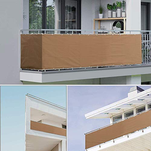 Copri Balcone Marrone 70x1000 Cm - Telo Ombreggiante Con Fascette E Funi Per Privacy - Foto 9
