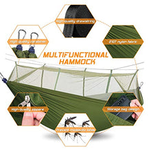 Amaca da Campeggio con Rete Zanzariera 260*140cm Amaca portatile con Zanzariera Capacità di Carico 200kg Traspirante Amaca da Esterno Nylon da Paracadute ad Asciugatura Rapida per Escursioni