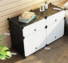 OCCP Armadietto da Camera da Letto Fai-da-Te Armadio Multifunzionale Scatola di plastica Decorazione Domestica e Deposito per Bambini (Nero Bianco),B
