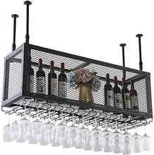 KDMB Portabottiglie Europeo da Appendere Griglia in Ferro Ripiano a soffitto Portabottiglie Portabottiglie e Bicchieri da Appendere Telaio Portabottiglie a 2 Strati (Dimensioni: 100x35x45cm)