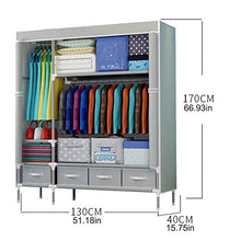 Armadio a doppio effetto tela – Armadio appendiabiti con 4 cassetti e asta appendiabiti – 2 (130 x 40 x 170 cm)