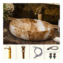 lilili Lavabo da Appoggio Lavabo in Ceramica, Lavabo sopra Lavabo da Appoggio Simil Marmo Arte Bacino Europeo 63x42x13cm (Color : There Are Accessories)