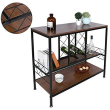 Portabottiglie Cantinetta Scaffale per Vino, Mobile porta bottiglie a 3 Livelli Scaffale per Bottiglie Di Vino con Porta Calici, Marrone, 39.7 x 105 x 88.5 cm