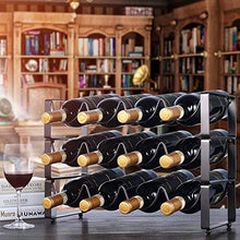 YunNasi Portabottiglie da Vino Impilabile in Metallo Cantinetta per 4 Bottiglie Scaffale Supporto per Bottiglie di Vino (Set di 2, Marrone)