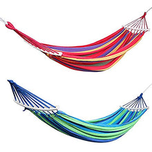 Amaca Da Campeggio Portatile 250 * 150 Cm 2 Persone Per Esterni In Tela Curvata Con Bastone In Legno Fissa Sedia Altalena Da Giardino Appesa Blu