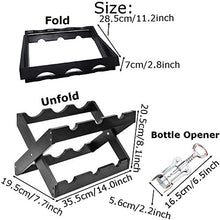 Portabottiglie in bambù, Scaffale per Bottiglie di Vino portabottiglie per bottiglie di vino, impilabile, orizzontale,supporto per vino, per 6 bottiglie, pronto da montare, Con 2 apribottiglie