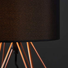 MiniSun - Lampada da Tavolo Moderna Scandinava- Base Originale a Forma di Gabbia in Rame con Paralume Nero - Illuminazione per Interni