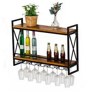 Porta bottiglie da vino Portabottiglie da parete, portabicchieri da vino sospeso in stile industriale multifunzione, portabicchieri in ferro per ripiani artistici in ferro per bar ristorante di casa