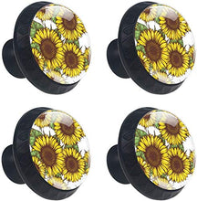 Modello di girasole giallo bianco Pomelli per Porta Set di 4 Pomelli per Mobili Manopole per Cassetti Cucina Armadio Vetro
