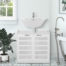 Mobile per Bagno Sottolavabo, Mobiletto per Lavandino, Mobile da Terra Bagno, Mobiletto Multiuso con Doppia Anta, Bianco, 60 x 30 x 60 cm