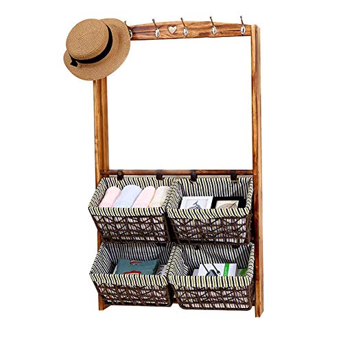 Semplicità Elegante Scaffale a Muro Scaffali Sospesi Scaffali in Legno Massello Appendiabiti Soggiorno Soggiorno, 2 Strati, 5 Colori, HJJ, e, 64X11.5X120CM