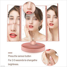 LCSD Specchi Compatti Rosa Vanity Makeup Mirror,22 LED Luce Trucco Specchio Touch Screen LED Specchio Lusso Specchio 1X/2X/3X/10X Specchi d'ingrandimento 180 Gradi Tavolo Regolabile