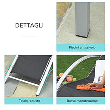 Outsunny Set 2 Sdraio da Giardino e Tavolino con Vetro, Lettino Prendisole con Tessuto Traspirante 59x169x66cm, Nero