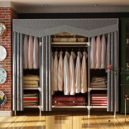 LyMei Armadio Guardaroba Armadio Pieghevole in Acciaio Portatile Pieghevole, Soggiorno Camera da Letto Vestiti Storage Organizer Guardaroba Rivestimento in Tessuto Lavabile,C