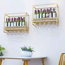 LLT Wine Rack, Cremagliera Della Decorazione Della Parete Della Novità, Wine Rack Mensola Di Vetro Metallo Parete Attaccatura Del Supporto Di Bottiglia Del Vino Calici Rack Oro 60 × 25 × 50 cm