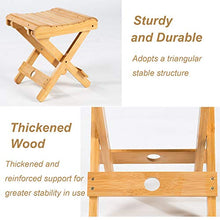 æ— Sgabello pieghevole in legno di bambù, sgabello pieghevole in legno, sgabello da cucina, sgabello pieghevole in bambù resistente, sgabello portatile in legno per bagno, picnic, spiaggia e campeggio