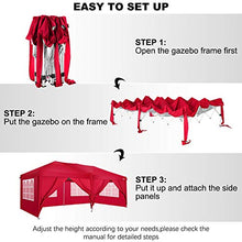 COBIZI Gazebo da Giardino 3 x 6 m Gazebo Pieghevole Impermeabile, con 6 Pareti Laterali e Gambe Regolabili e Finestra per Giardino, per Giardino, Picnic, Spiagge, Feste, Attività all'Aperto(Rosso)