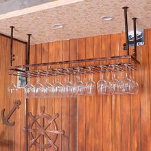 COLiJOL Portabottiglie da Vino in Ferro Marrone Appeso a Mensola per Bicchieri da Vino a Soffitto per Bar, Portabicchieri da Appendere (Dimensioni: 30 * 100 Cm)
