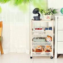 Quattro Ruote Portatile Strumento di archiviazione Carrello Mensola, Moderno e Minimalista scaffale in plastica Mobile Facile da Camera mensola del Bagno Beige 46.5X30.5X85CM Utility Cart