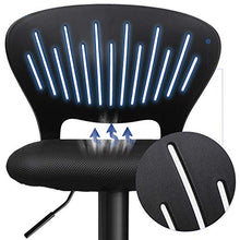 SONGMICS Set di 2 Sgabelli da Bar, Sedie Regolabili in Altezza con Schienale a Forma di Corona, Sedile Imbottito Confortevole, Poggiapiedi e Fodera a Rete Traspirante, Girevole a 360°, Nero LJB04BK