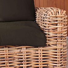 Milani Home s.r.l.s. Divano da Giardino 2 Posti Completo di Cuscino Intreccio in Rattan Naturale