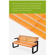 Panchina da esterno in ghisa, seduta in legno massello, con schienale, poltrona, panchina da terrazza, sedia a schiera da giardino anti-corrosione e resistente al sole, per giardino/ veranda / balco
