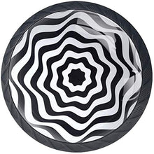 Floreale ottico geometrico dell'onda in bianco e nero Pomelli per Porta Set di 4 Pomelli per Mobili Manopole per Cassetti Cucina Armadio Vetro